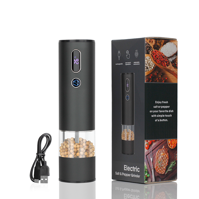 Rechargeable Electric Pepper Mill with Temperature Display